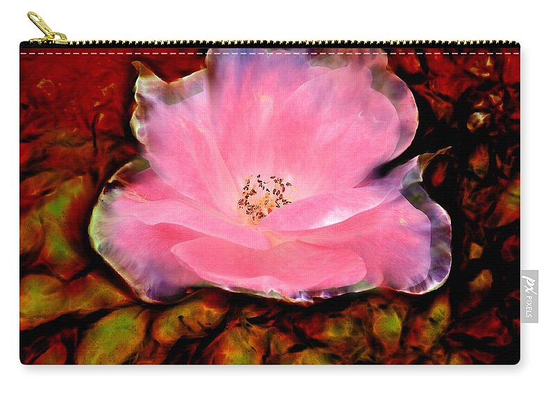 Rose Zip Pouch featuring the digital art Candy Pink Rose by Lilia S