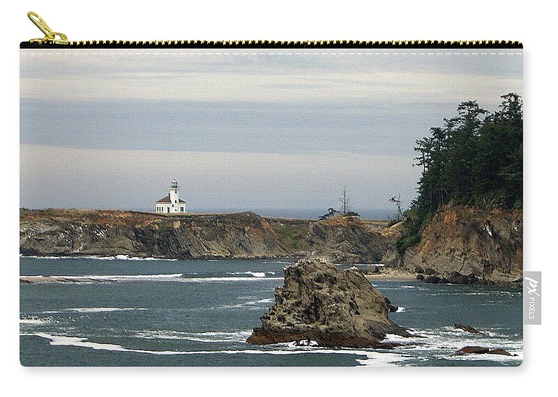 Lighthouse Zip Pouch featuring the photograph Cape Arago on the Coast by Beth Collins