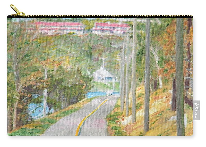 Nature Zip Pouch featuring the painting Cape Cod Canal Bike Trail by Cliff Wilson