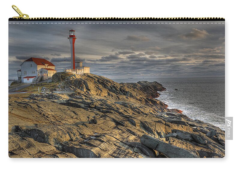 Feb0514 Zip Pouch featuring the photograph Cape Forchu Lightstation Nova Scotia by Scott Leslie
