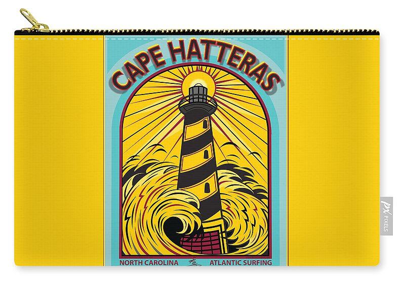 Surfing Zip Pouch featuring the photograph Surfing Cape Hatteras North Carolina Atlantic Ocean by Larry Butterworth