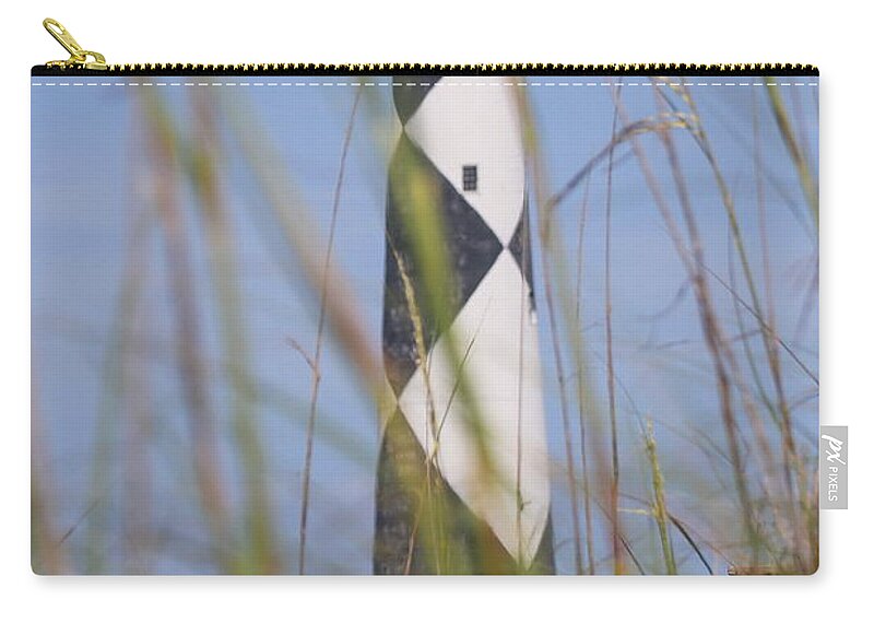 Lighthouse Zip Pouch featuring the photograph Cape Lookout Light and Sea Oats 2 by Cathy Lindsey