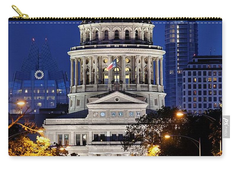 Texas Capitol Zip Pouch featuring the photograph Capitol of Texas by Silvio Ligutti