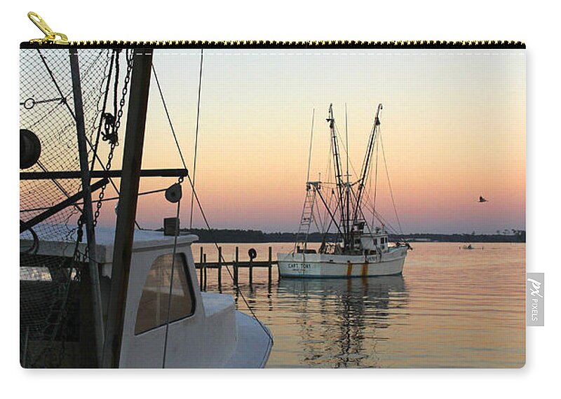 Fishing Boat Zip Pouch featuring the photograph Captain Tony - In for the Night by Mike McGlothlen