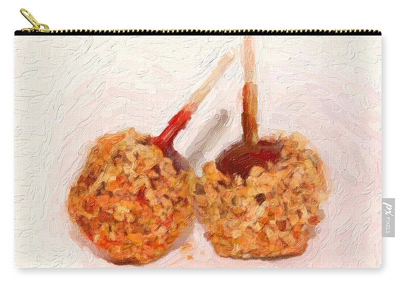 Candy Apple Zip Pouch featuring the digital art Caramel Candy Apple by Gravityx9 Designs