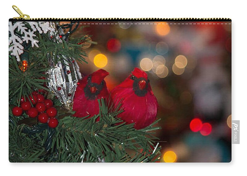 Birds Zip Pouch featuring the photograph Cardinals at Christmas by Patricia Babbitt