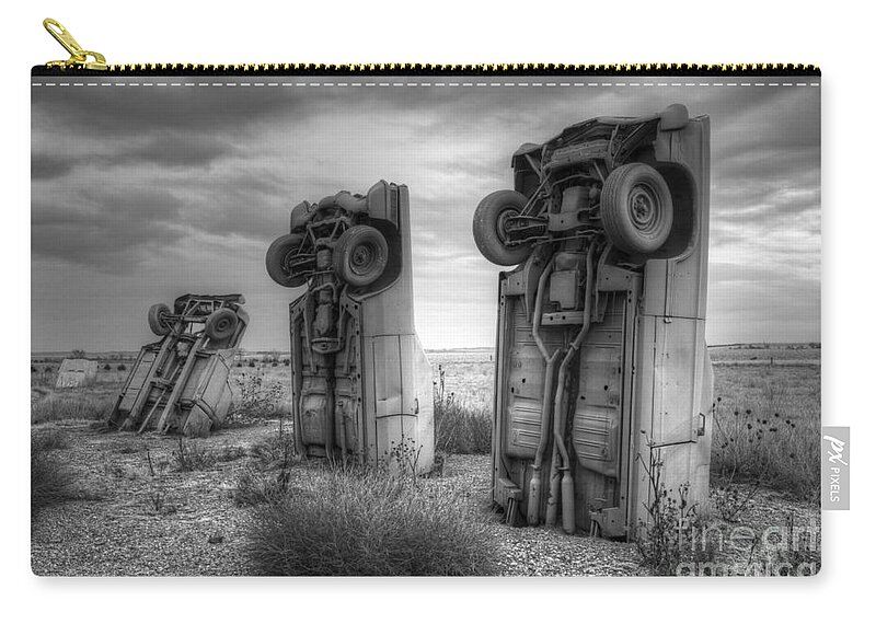 Carhenge Zip Pouch featuring the photograph Carhenge Automobile Art 3 by Bob Christopher