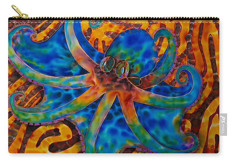 Jean-baptiste Design Zip Pouch featuring the painting Caribbean Octopus #2 by Daniel Jean-Baptiste