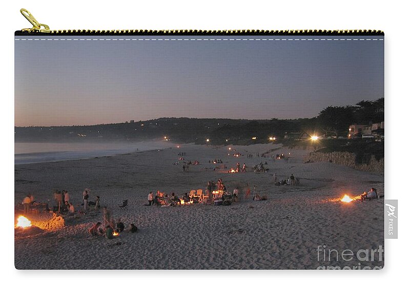 Carmel Zip Pouch featuring the photograph Carmel Beach Bonfires by James B Toy