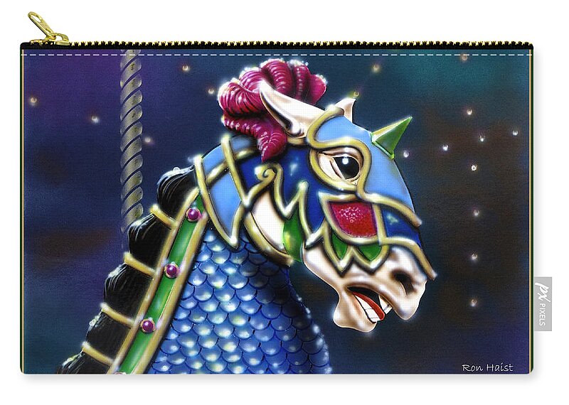 Carosel Zip Pouch featuring the painting Carosel Horse by Ron Haist