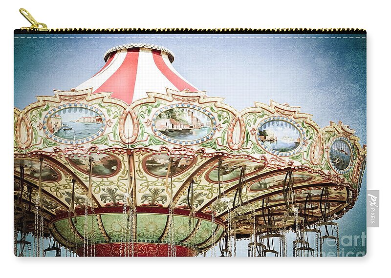 Carousel Top Zip Pouch featuring the photograph Carousel Top by Colleen Kammerer