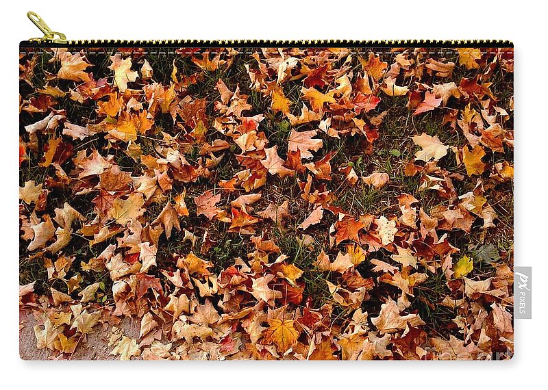 Autumn Zip Pouch featuring the photograph Carpet of Autumn Leaves by Miriam Danar