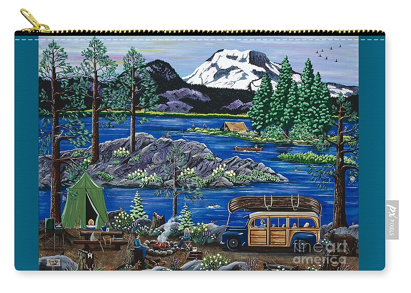 Cascade High Lake Zip Pouch featuring the painting Cascade Lake Sparks by Jennifer Lake