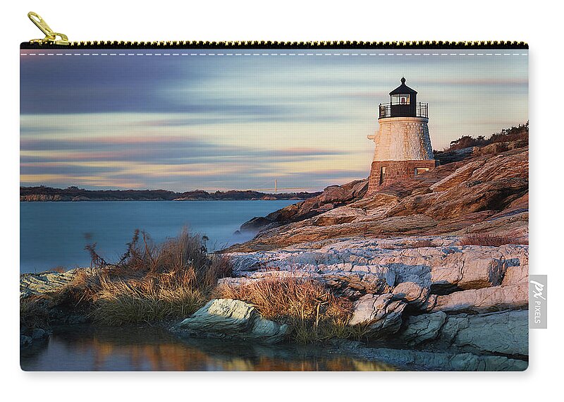 Built Structure Zip Pouch featuring the photograph Castle Hill Lighthouse by By Yuri Kriventsov