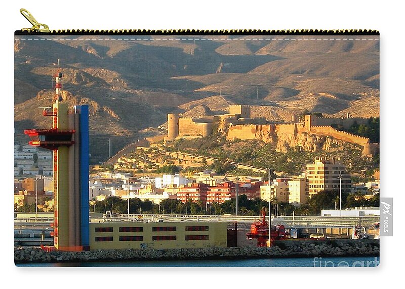 Almeria Zip Pouch featuring the photograph Castle in Almeria Spain by Phyllis Kaltenbach