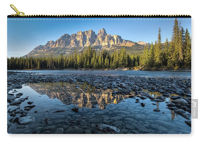Scenics Zip Pouch featuring the photograph Castle Mountain by © Copyright 2011 Sharleen Chao