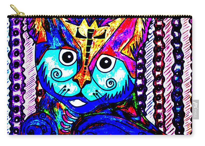 Cat Zip Pouch featuring the drawing Cat 1 by Carol Tsiatsios