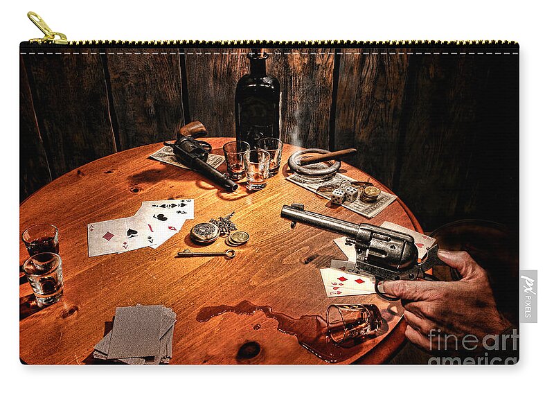 Poker Zip Pouch featuring the photograph Catching a Cheater by Olivier Le Queinec