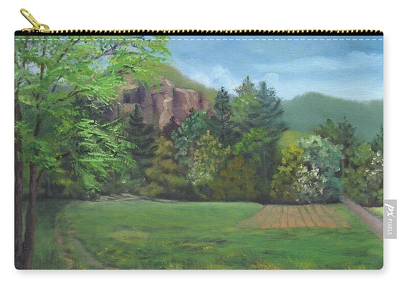 Cathedral Ledge Carry-all Pouch featuring the painting Cathedral Ledge from Westside Road by Sharon E Allen