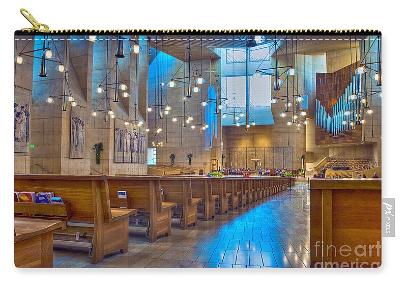 Cathedral Of Our Lady Of The Angels Zip Pouch featuring the photograph Cathedral of Our Lady of the Angels Los Angeles by David Zanzinger