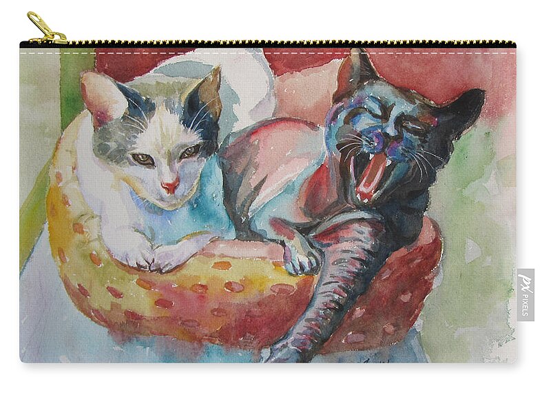 Cats Carry-all Pouch featuring the painting Jack and Neela by Jyotika Shroff