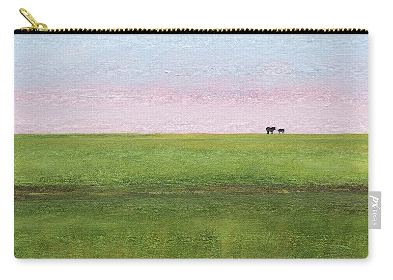 Levee Zip Pouch featuring the painting Cattle on the Levee by Paul Gaj