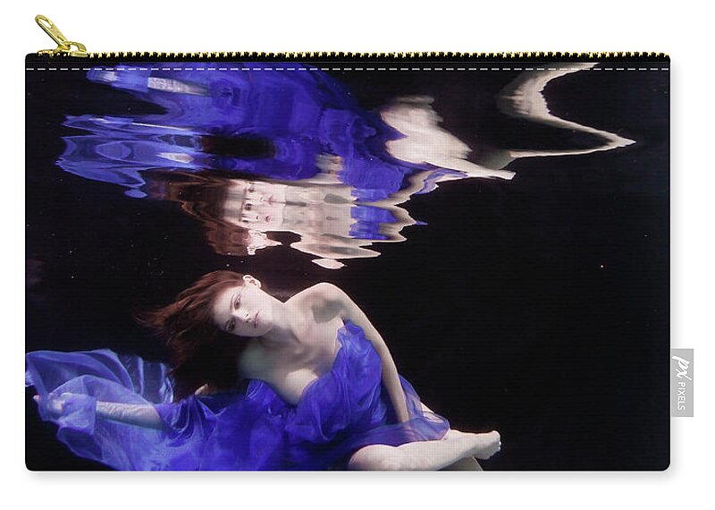 Tranquility Zip Pouch featuring the photograph Caucasian Woman In Dress Swimming Under by Ming H2 Wu