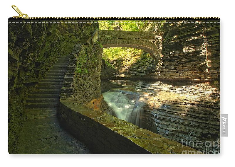 Watkins Glen State Park Zip Pouch featuring the photograph CCC Path To The Falls by Adam Jewell