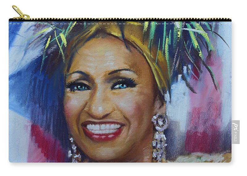 Cuban American Salsa Zip Pouch featuring the drawing Celia Cruz by Viola El