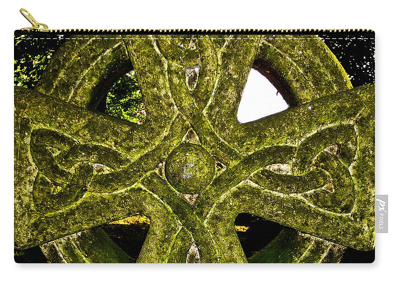 Celtic Zip Pouch featuring the photograph Celtic Cross by David Pyatt