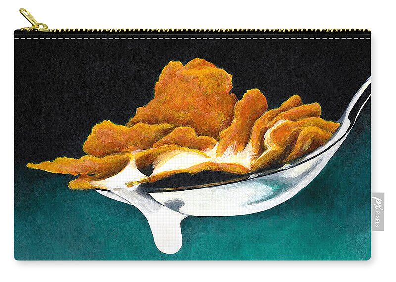 Painting Zip Pouch featuring the painting Cereal In Spoon With Milk by Janice Dunbar