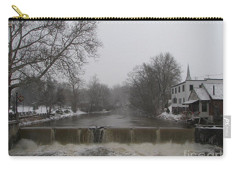 Chagrin Falls Zip Pouch featuring the photograph Chagrin Falls Xmas by Michael Krek