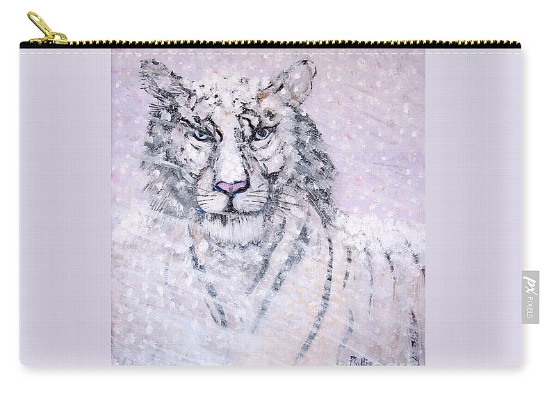 White Tiger Zip Pouch featuring the painting Chairman of the Board by Phyllis Kaltenbach