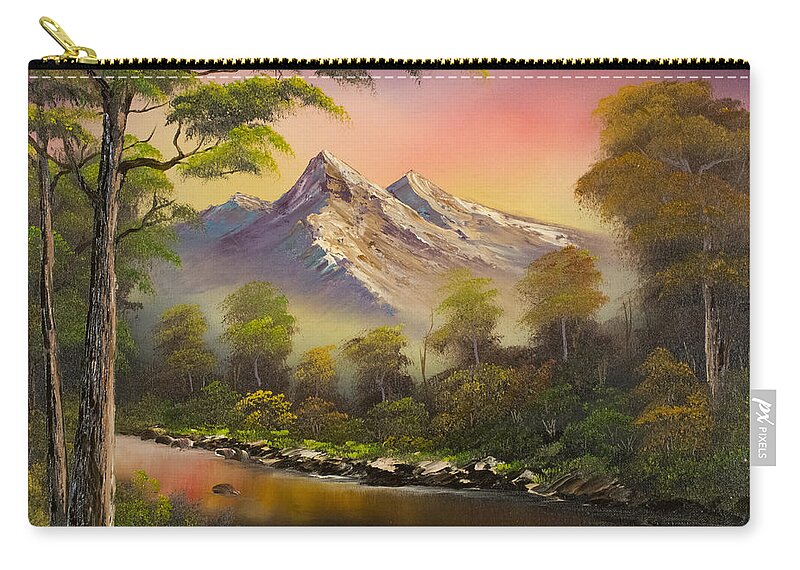 Landscape Zip Pouch featuring the painting Summer Evening by Chris Steele