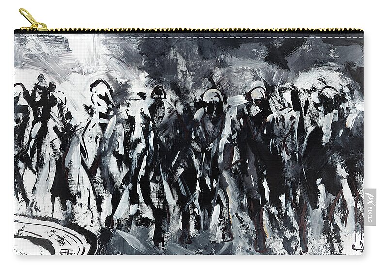 Horse Racing Zip Pouch featuring the painting Chaos Curve by John Gholson