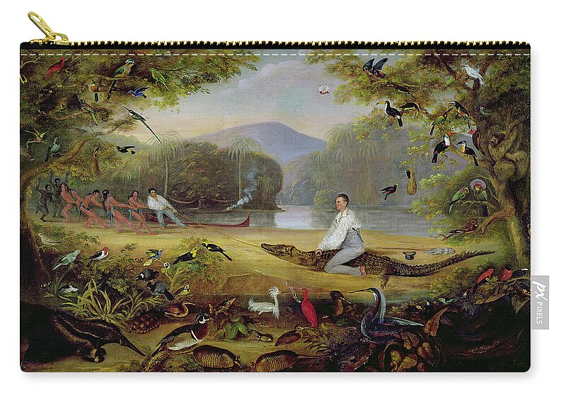 Crocodile Zip Pouch featuring the photograph Charles Waterton Capturing A Cayman, 1825-26 by Captain Edward Jones