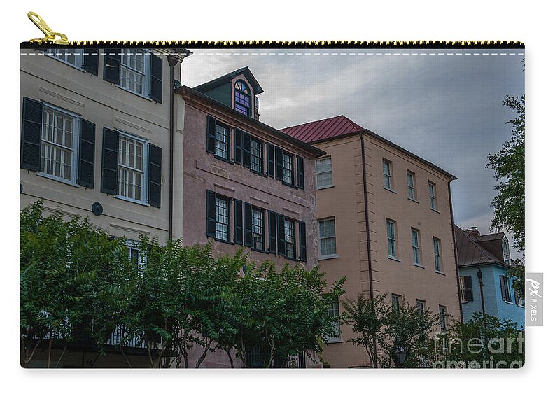 Rainbow Row Zip Pouch featuring the photograph Charleston Roof Tops by Dale Powell