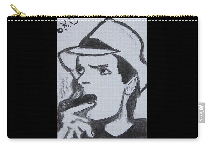 Two And A Half Men Zip Pouch featuring the painting Charlie Sheen by Kathy Marrs Chandler
