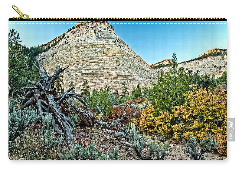 Zion Zip Pouch featuring the photograph Checkerboard Mesa by George Buxbaum