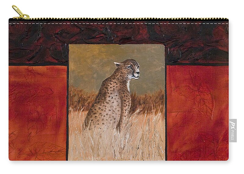 Animal Zip Pouch featuring the painting Cheetah by Darice Machel McGuire