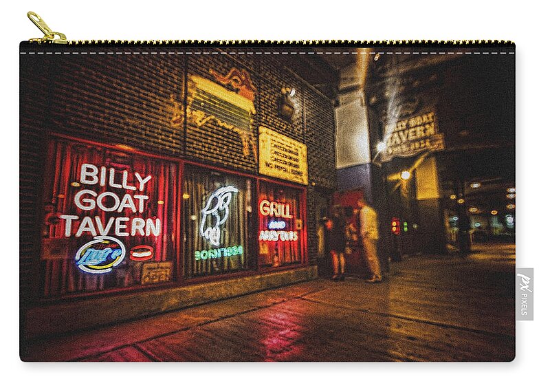 Billy Goat Tavern Zip Pouch featuring the photograph Cheezborger Cheezborger at Billy Goat Tavern by Sven Brogren