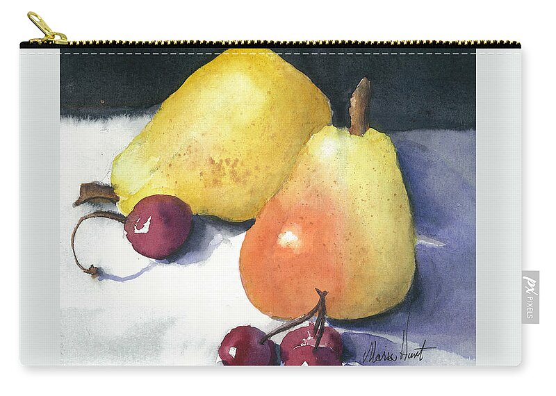 Fruit Carry-all Pouch featuring the painting Cherries and Pears by Maria Hunt