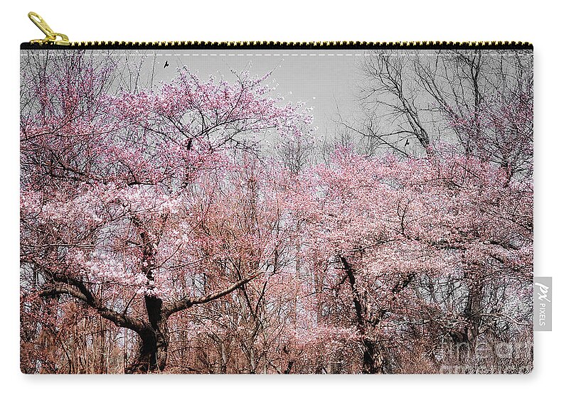 Spring Zip Pouch featuring the photograph Cherry Blossom Trees by Elaine Manley