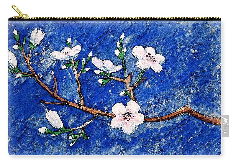 Cherry Zip Pouch featuring the painting Cherry Blossoms by Irina Sztukowski