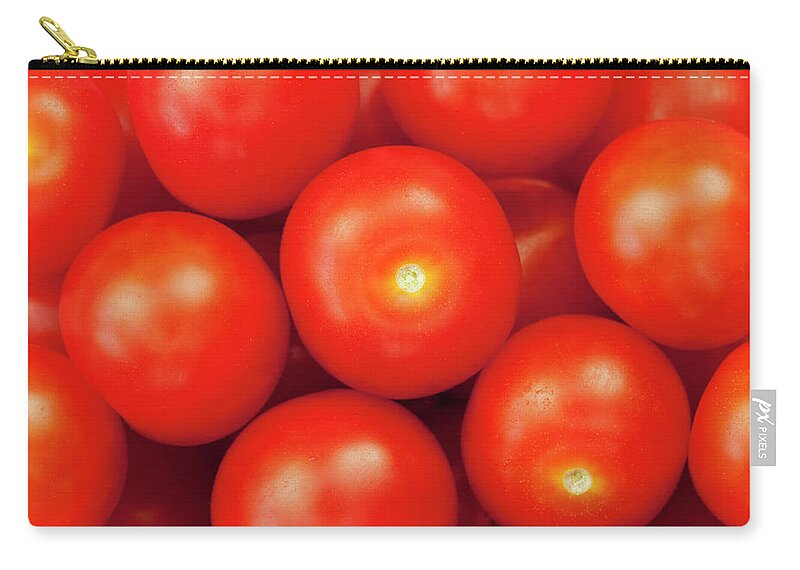 Large Group Of Objects Zip Pouch featuring the photograph Cherry Tomatoes by Andrew Dernie