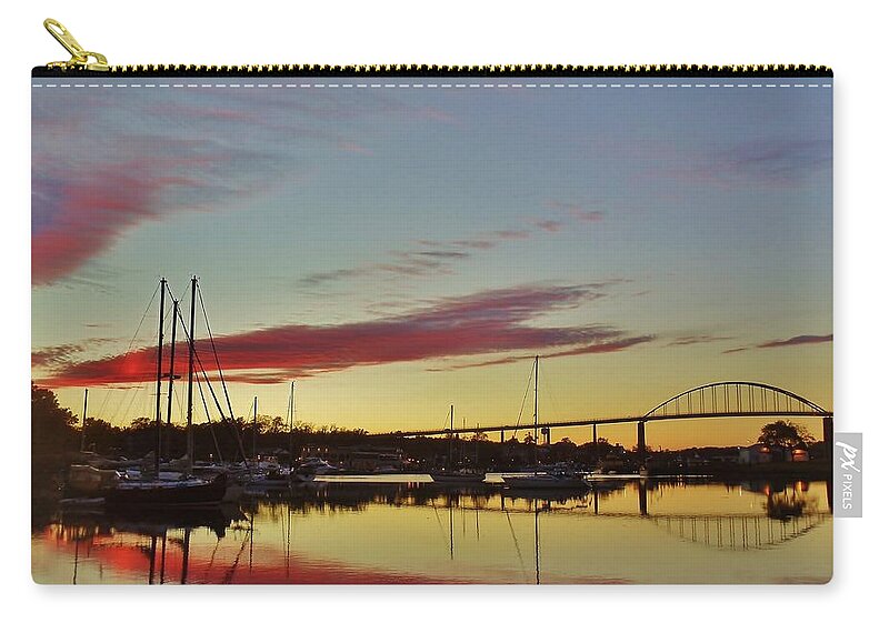 Chesapeake Zip Pouch featuring the photograph Chesapeake City Sunset by Ed Sweeney