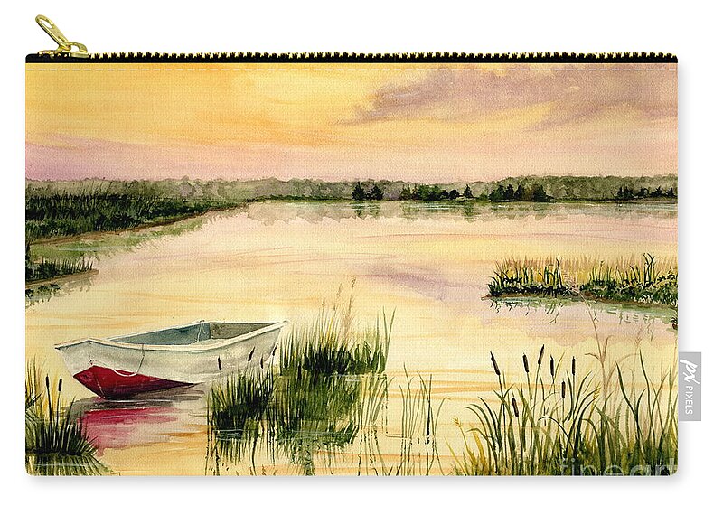 Chesapeake Marsh Zip Pouch featuring the painting Chesapeake Marsh by Melly Terpening