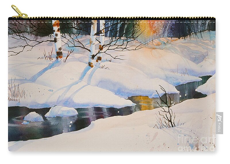 Chester Creek Shadows Zip Pouch featuring the painting Chester Creek Shadows by Teresa Ascone