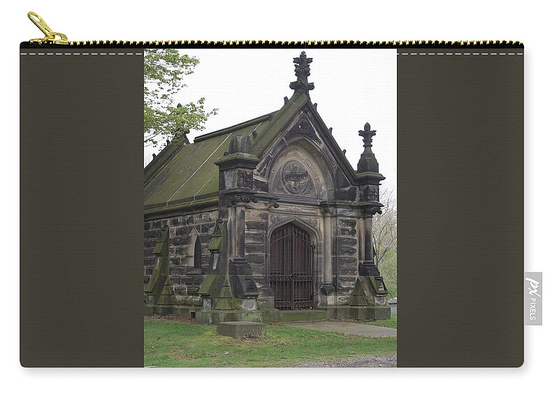 Charles Zip Pouch featuring the photograph Chestnut Grove Cemetery Colllins Mausoleum by Valerie Collins