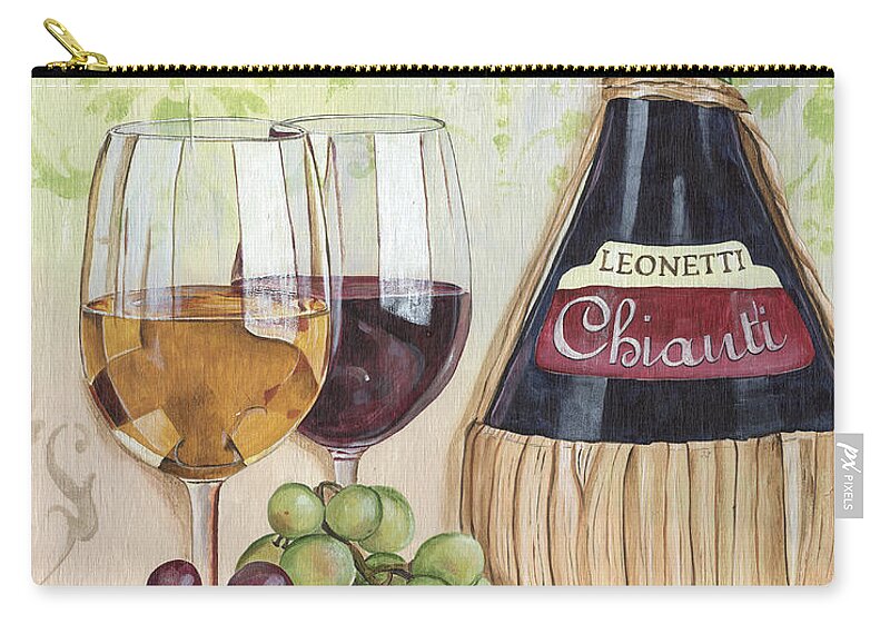 Wine Zip Pouch featuring the painting Chianti and Friends by Debbie DeWitt